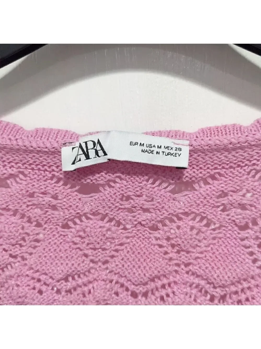 Zara | Short Sleeve Pink Lace Crochet Cardigan - Picture 4 of 11
